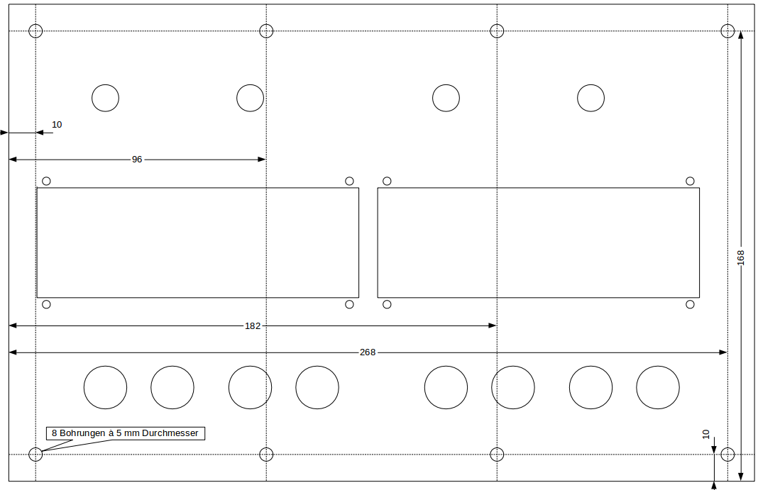 Lower front panel – Mounting holes